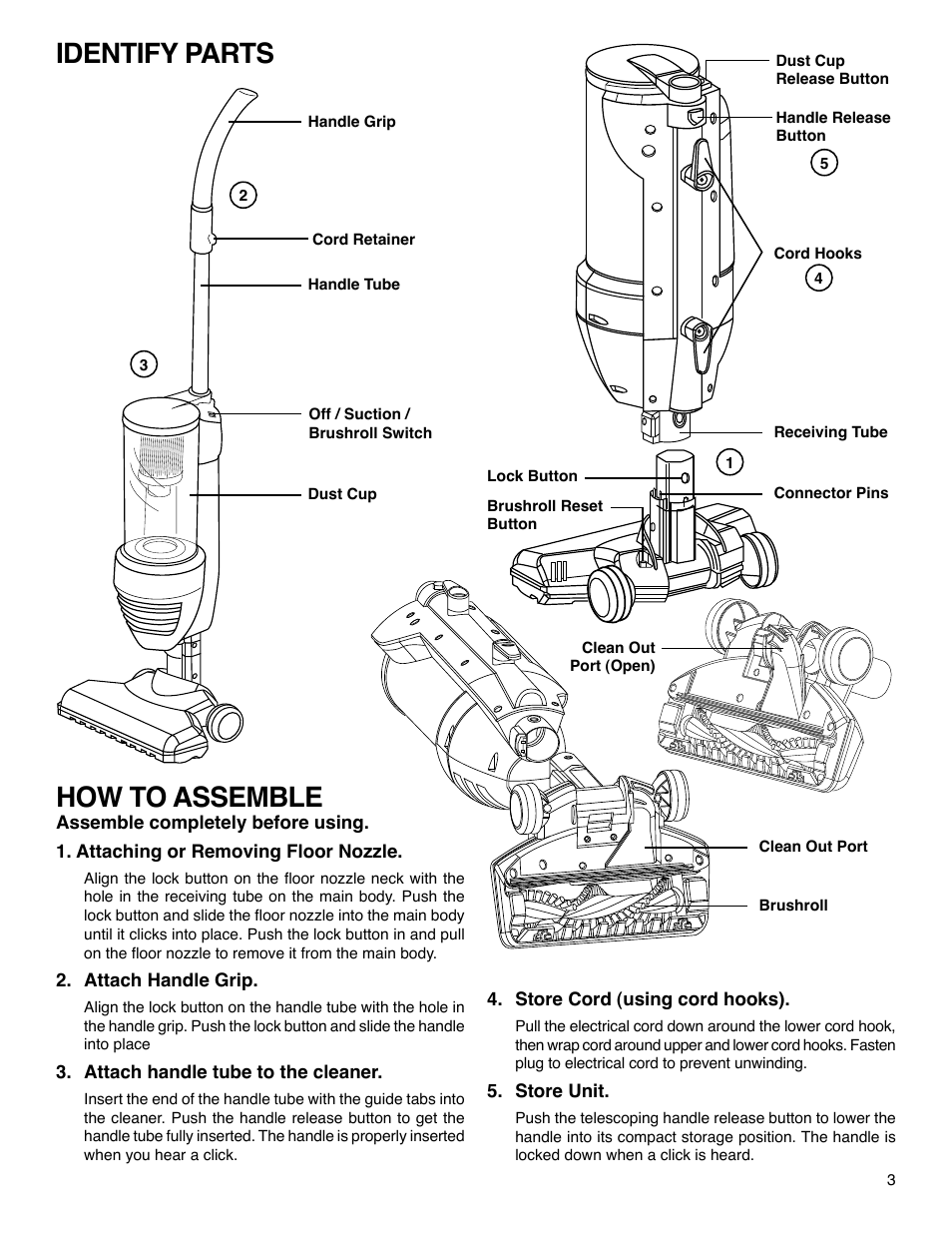 How to assemble, Identify parts | Eureka 420 Series User Manual | Page 3 / 5