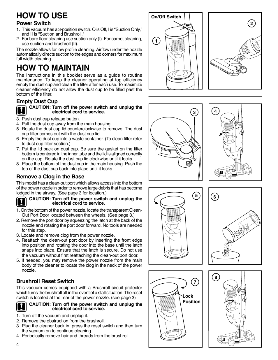 How to use, How to maintain | Eureka 420 Series User Manual | Page 4 / 5