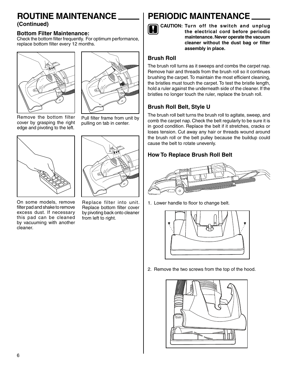Routine maintenance, Periodic maintenance | Eureka 2940 User Manual | Page 6 / 12