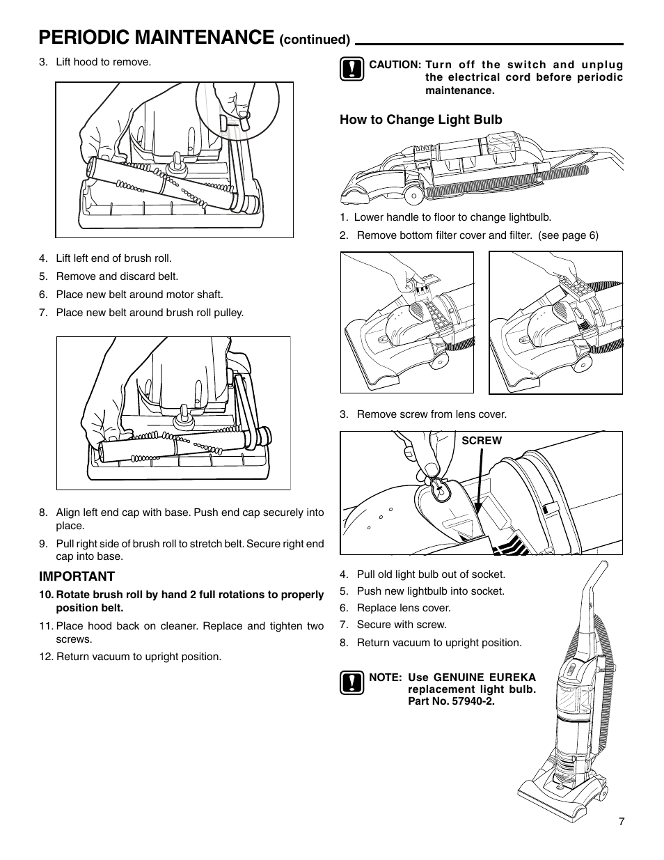 Periodic maintenance | Eureka 2940 User Manual | Page 7 / 12