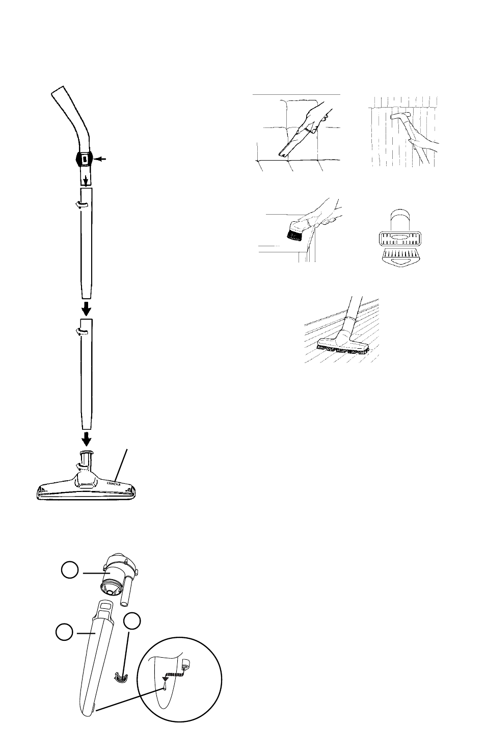 Cleaning accessories, Unpacking and assembling, Cyclonic bag saver | Eureka 3670-3695 User Manual | Page 6 / 12