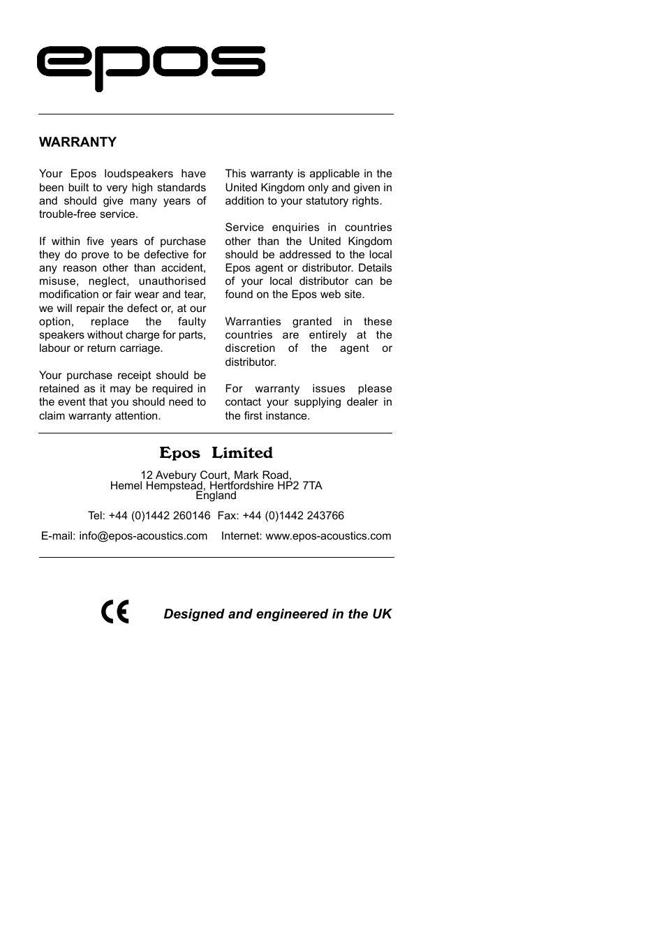 Epos limited | EPOS ELS Series User Manual | Page 8 / 9