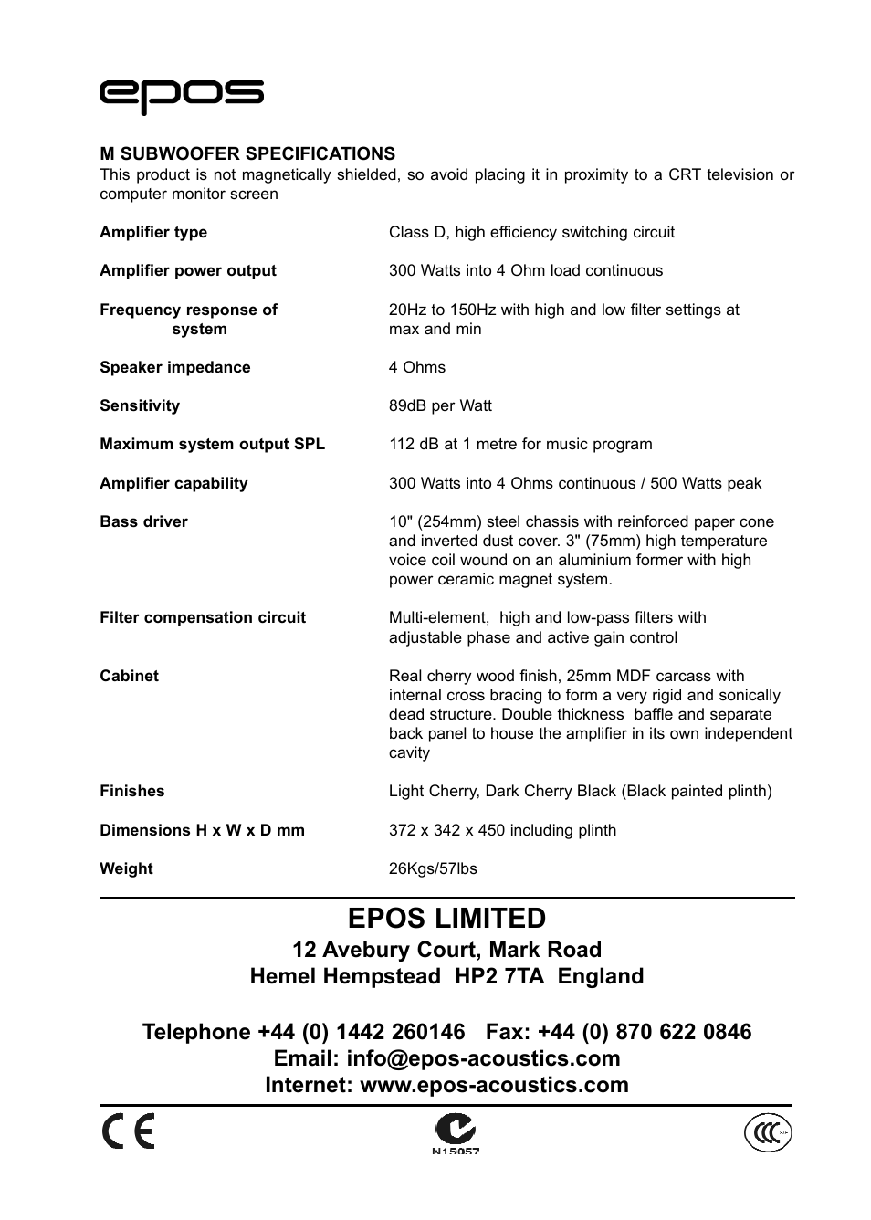 Epos limited | EPOS M Series User Manual | Page 8 / 8