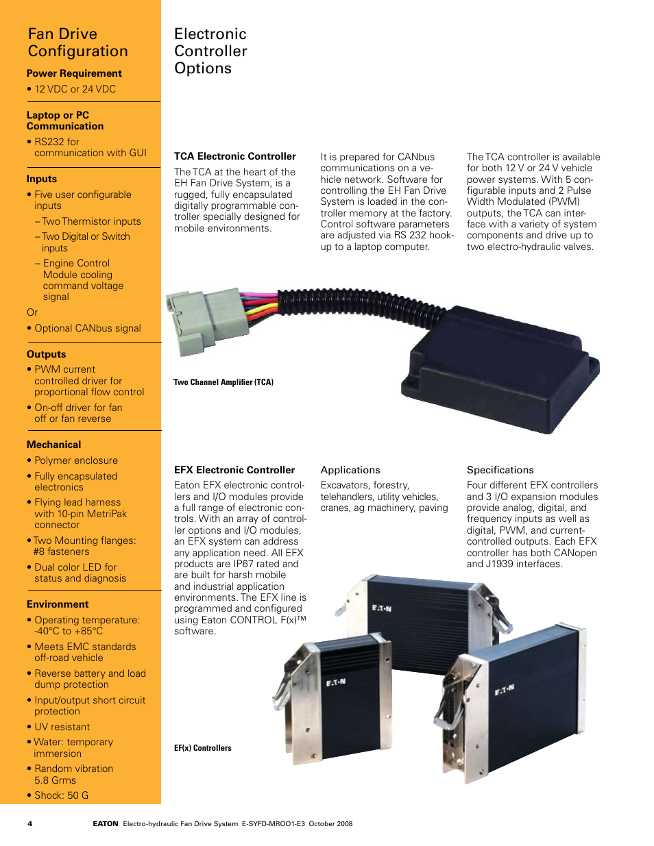 Electronic controller options, Fan drive configuration | Eaton Compressor & Fabrication CONFERENCE SYSTEM SDC 8200 User Manual | Page 4 / 12