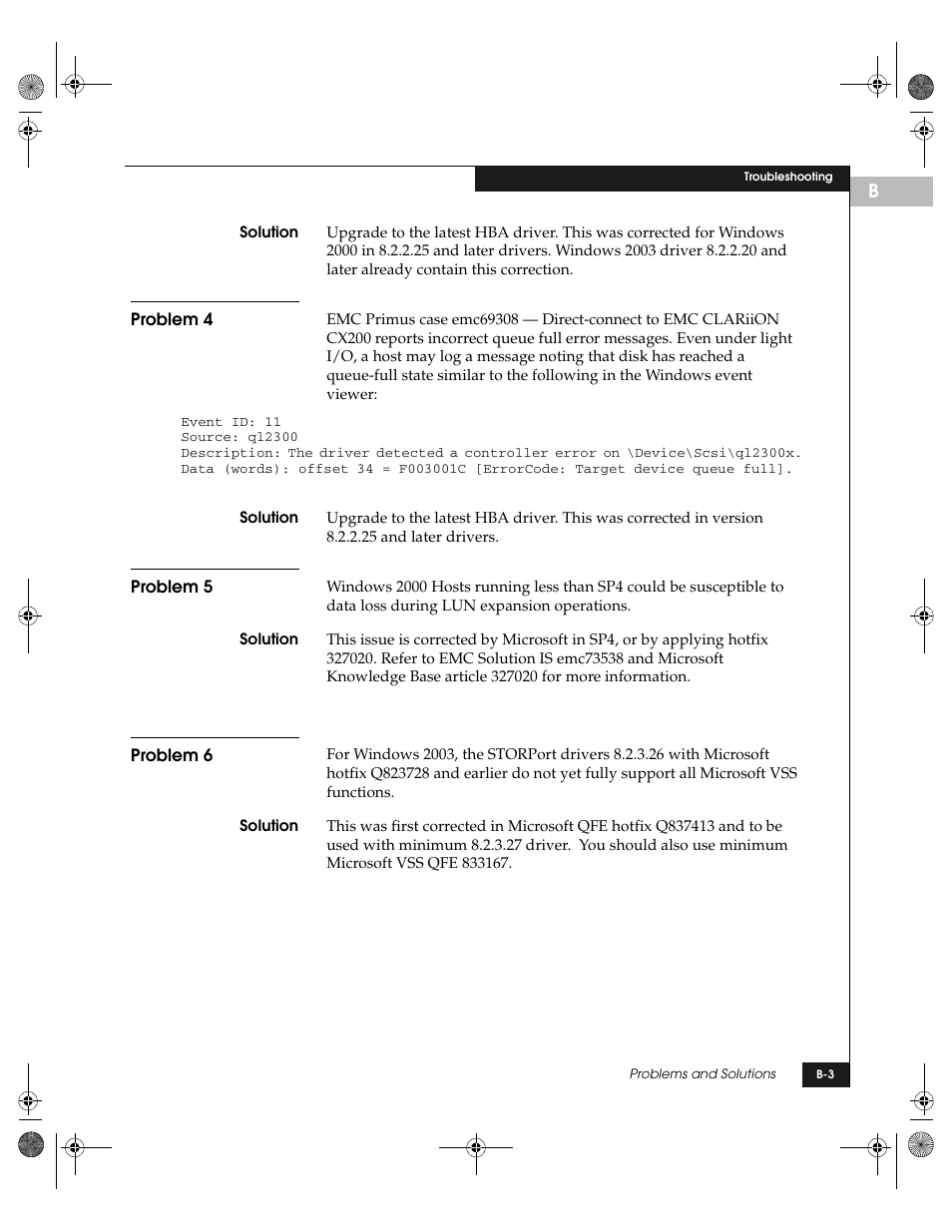 Problem 4, Problem 5, Problem 6 | EMC QLogic User Manual | Page 101 / 104