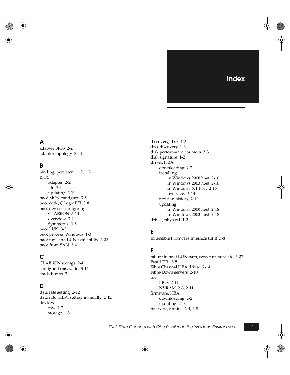 Index | EMC QLogic User Manual | Page 103 / 104