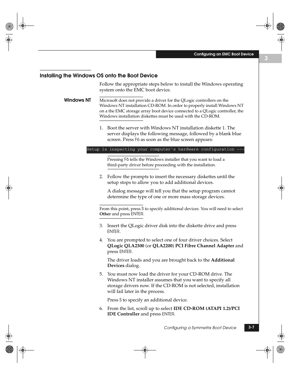 Installing the windows os onto the boot device, Installing the windows os onto the boot device -7 | EMC QLogic User Manual | Page 43 / 104