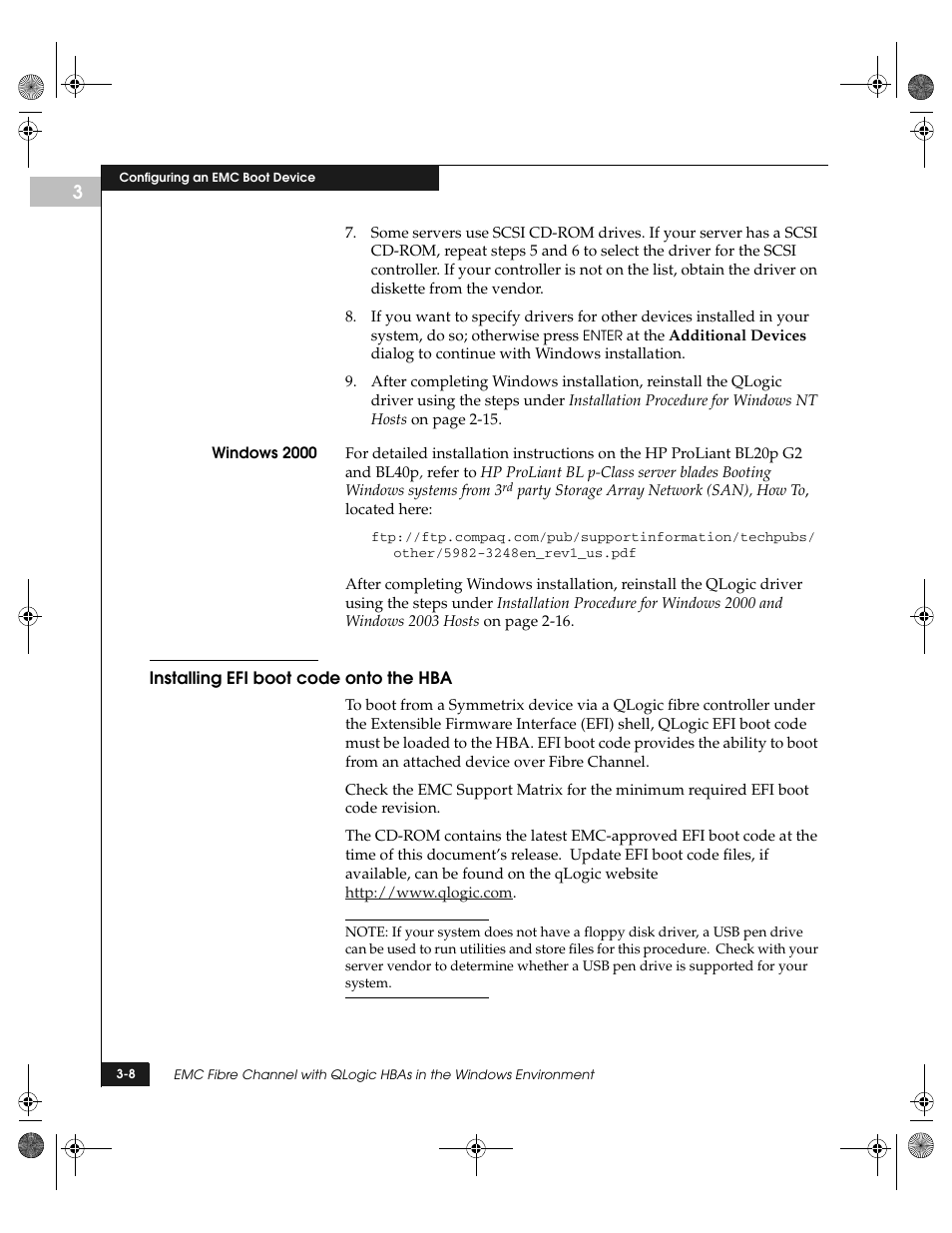 Installing efi boot code onto the hba, Installing efi boot code onto the hba -8 | EMC QLogic User Manual | Page 44 / 104