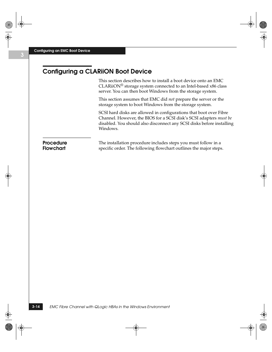 Configuring a clariion boot device, Procedure flowchart, Configuring a clariion boot device -14 | Procedure flowchart -14 | EMC QLogic User Manual | Page 50 / 104