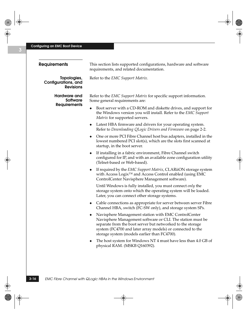 Requirements, Requirements -16 | EMC QLogic User Manual | Page 52 / 104