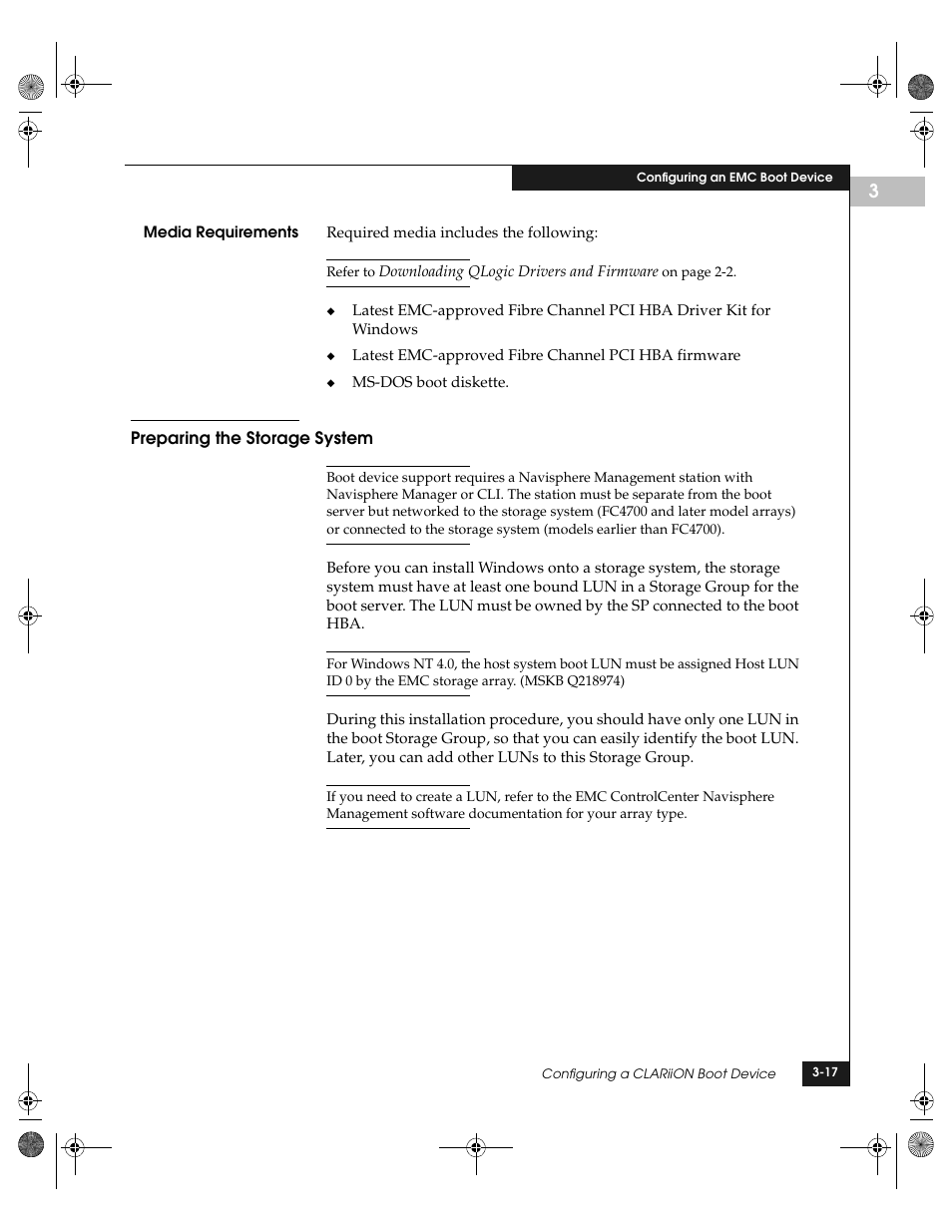 Preparing the storage system, Preparing the storage system -17 | EMC QLogic User Manual | Page 53 / 104