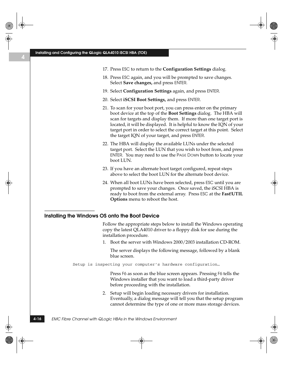 Installing the windows os onto the boot device, Installing the windows os onto the boot device -16 | EMC QLogic User Manual | Page 90 / 104