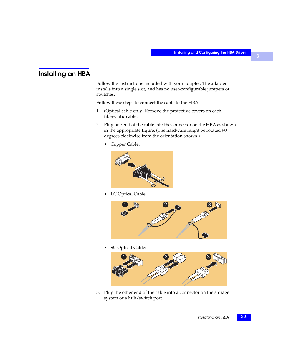 Installing an hba, Installing an hba -3 | EMC Qlogic QLA23xx User Manual | Page 15 / 78