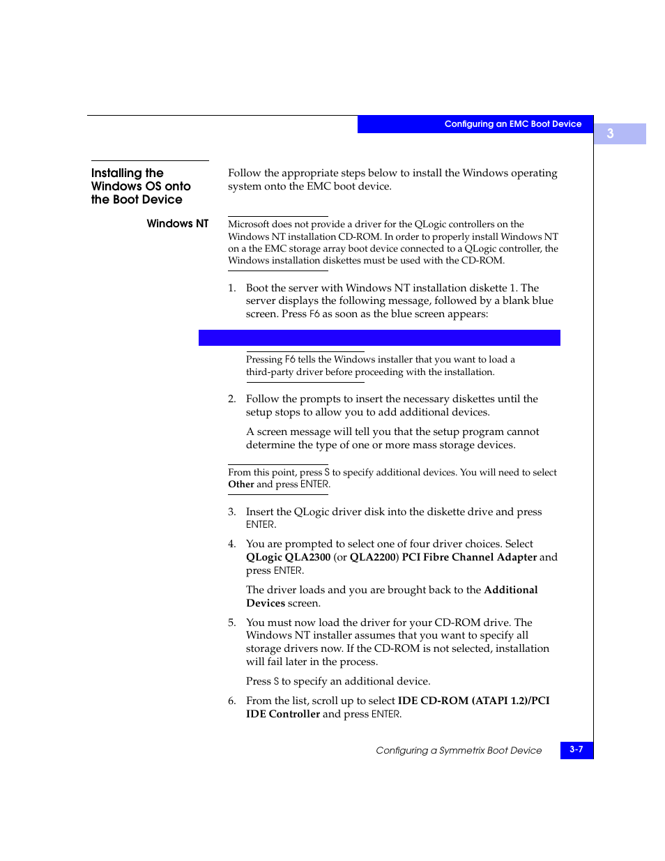 Installing the windows os onto the boot device, Installing the windows os onto the boot device -7 | EMC Qlogic QLA23xx User Manual | Page 39 / 78