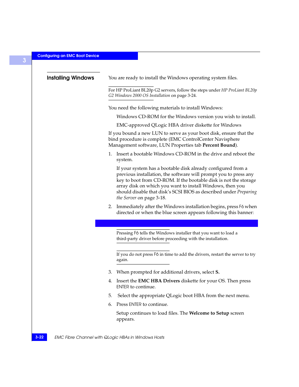 Installing windows, Installing windows -22 | EMC Qlogic QLA23xx User Manual | Page 54 / 78
