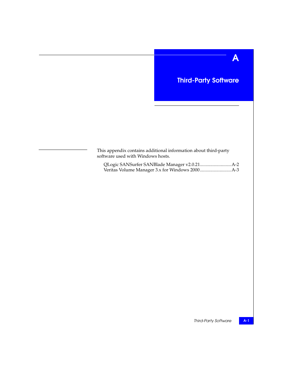 Third-party software, Appendix a | EMC Qlogic QLA23xx User Manual | Page 69 / 78