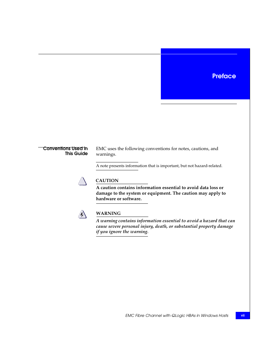 Preface | EMC Qlogic QLA23xx User Manual | Page 7 / 78