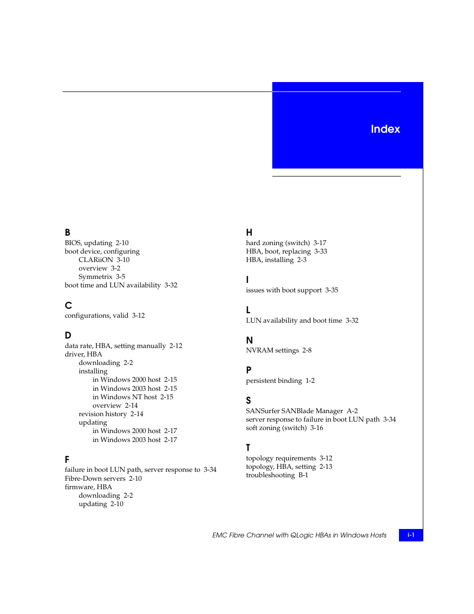 Index | EMC Qlogic QLA23xx User Manual | Page 77 / 78