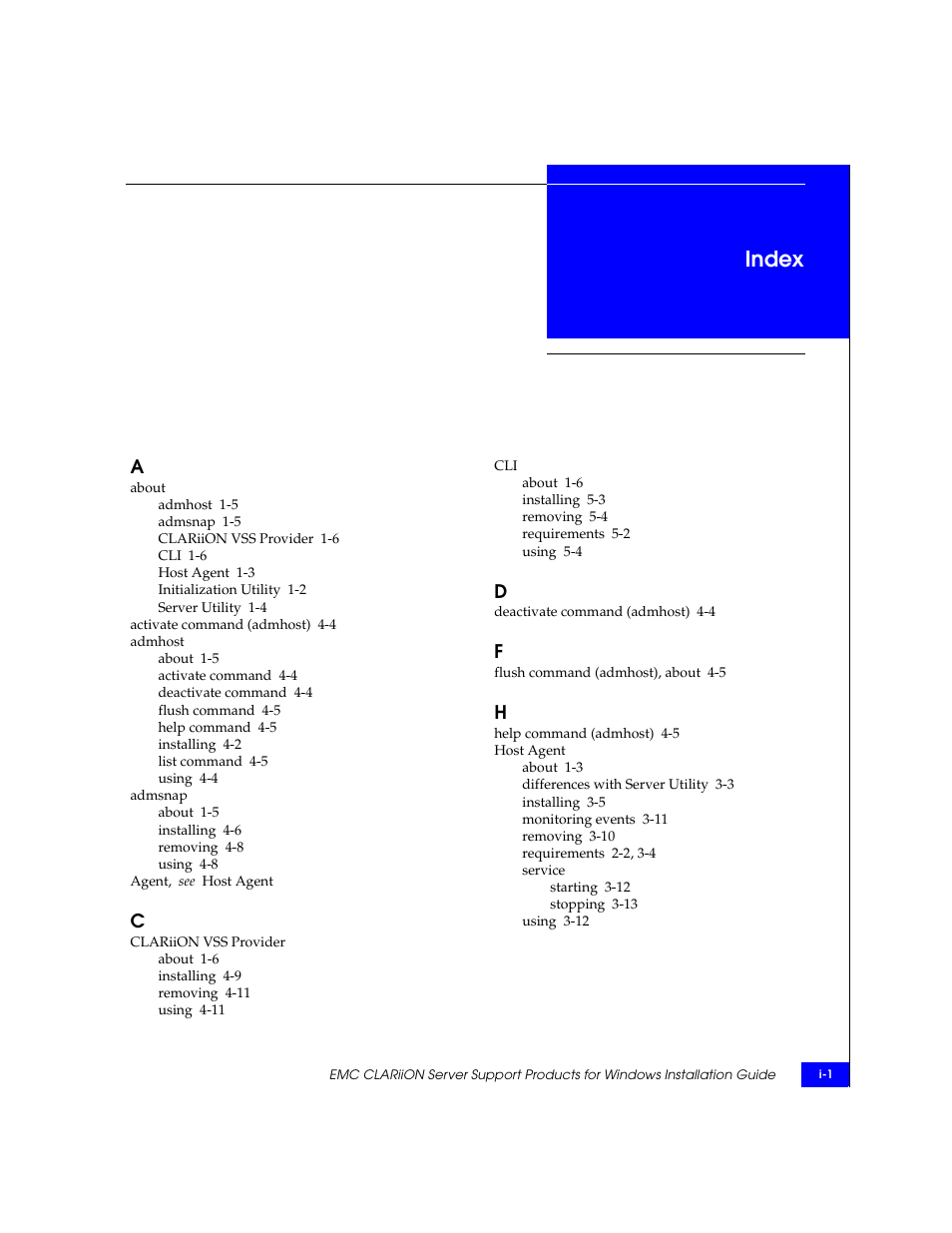 Index | EMC CLARiiON User Manual | Page 101 / 102