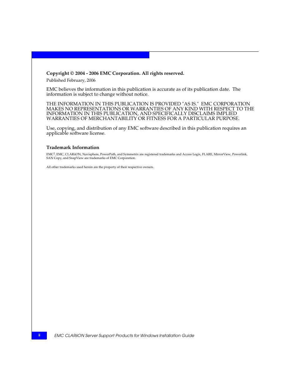 Copyright | EMC CLARiiON User Manual | Page 2 / 102