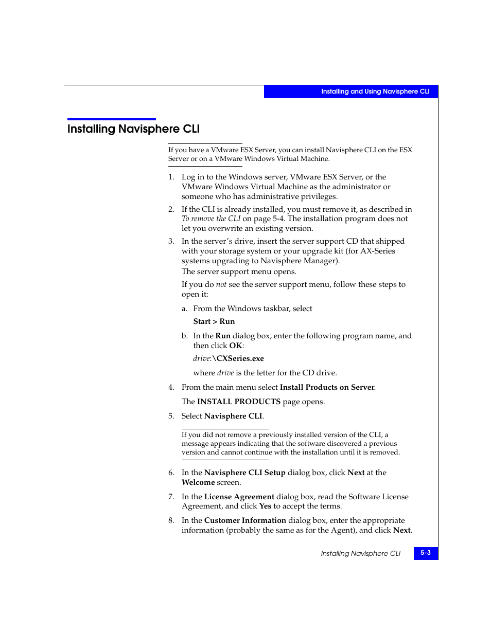 Installing navisphere cli, Installing navisphere cli -3 | EMC CLARiiON User Manual | Page 57 / 102