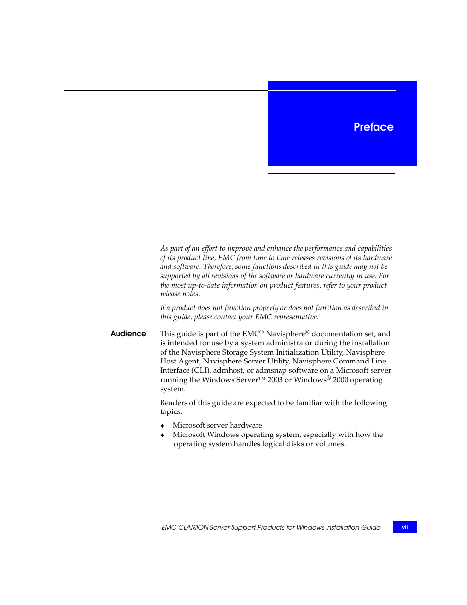 Preface | EMC CLARiiON User Manual | Page 7 / 102