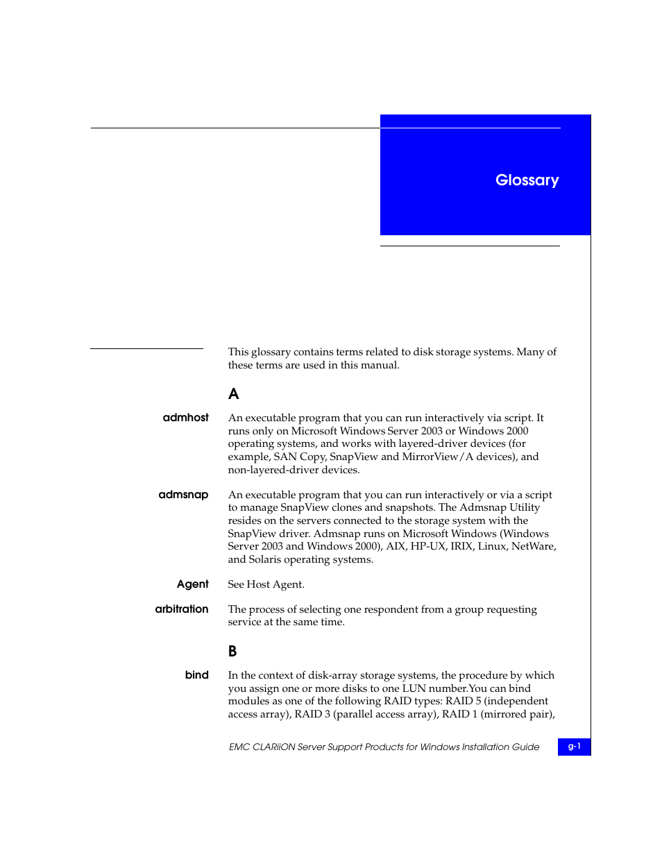 Glossary | EMC CLARiiON User Manual | Page 93 / 102