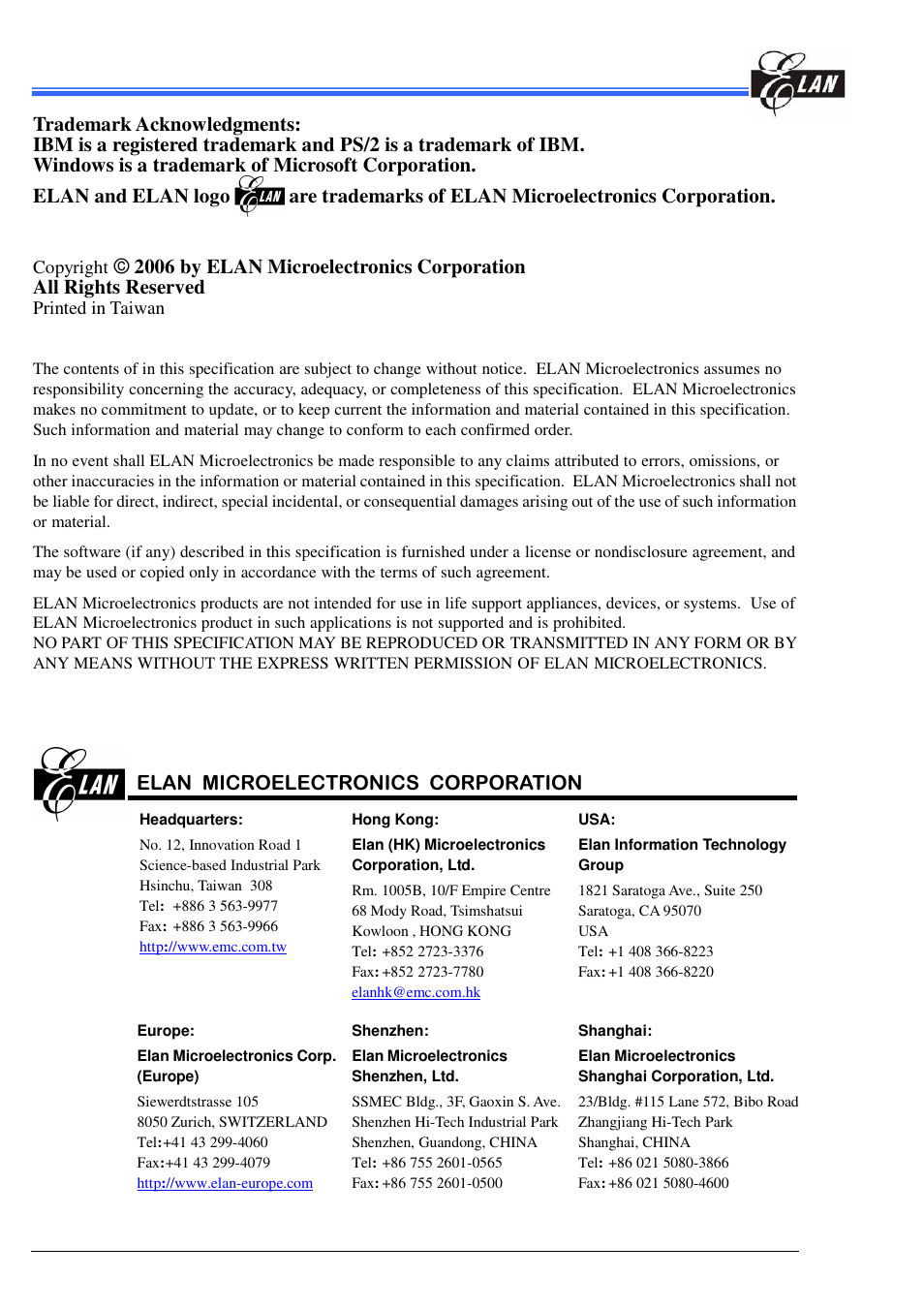 EMC EM78612 User Manual | Page 2 / 37