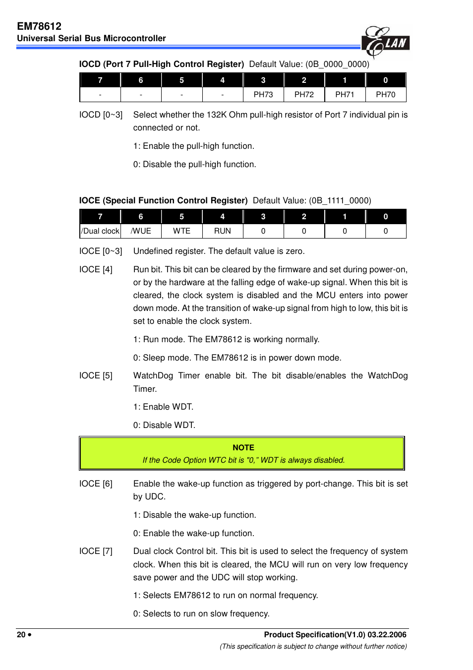 EMC EM78612 User Manual | Page 22 / 37