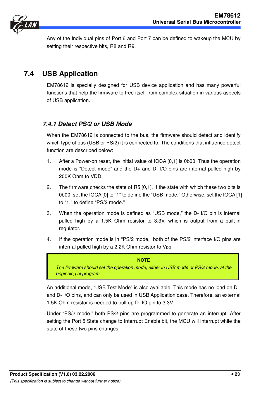 4 usb application | EMC EM78612 User Manual | Page 25 / 37