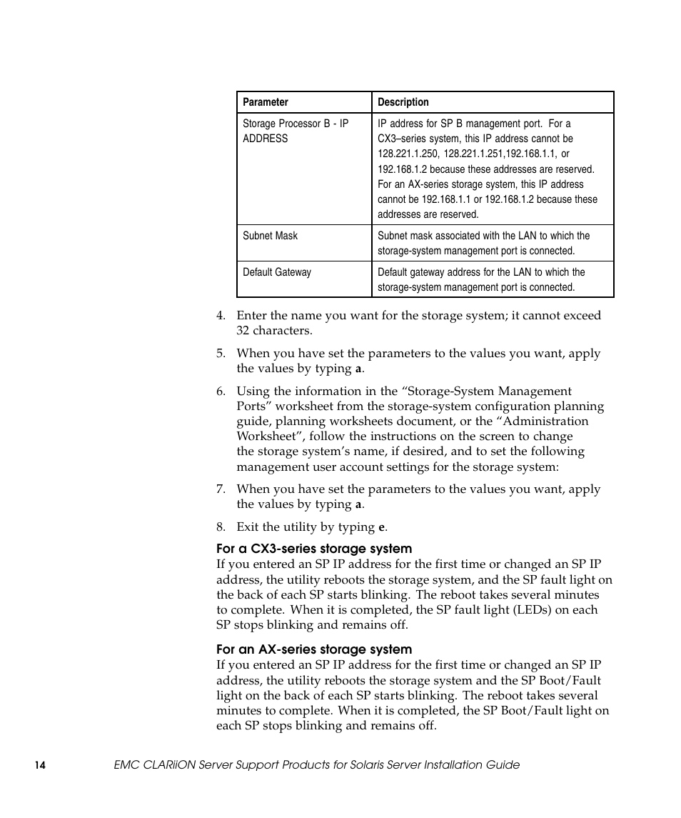 For a cx3-series storage system, For an ax-series storage system | EMC CLARiiON 300002039 User Manual | Page 14 / 47