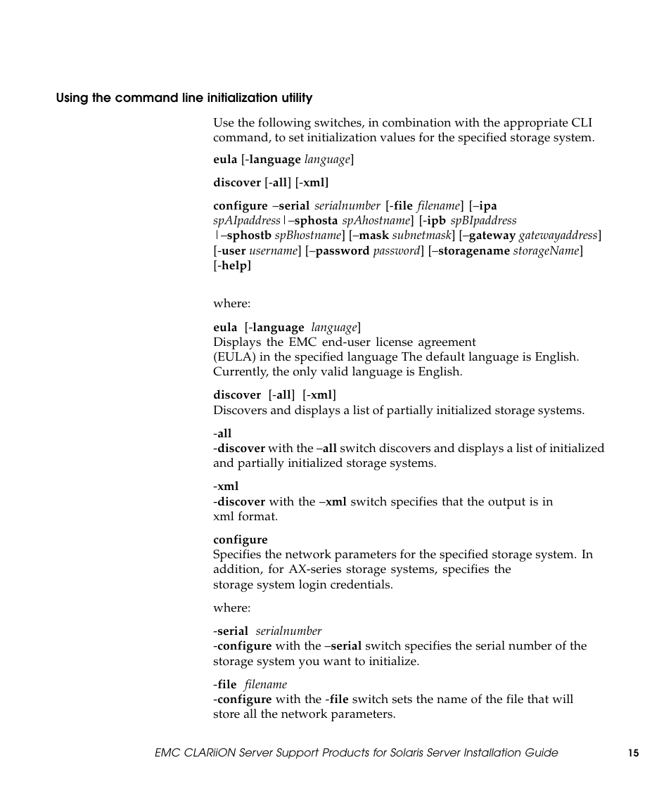 Using the command line initialization utility | EMC CLARiiON 300002039 User Manual | Page 15 / 47