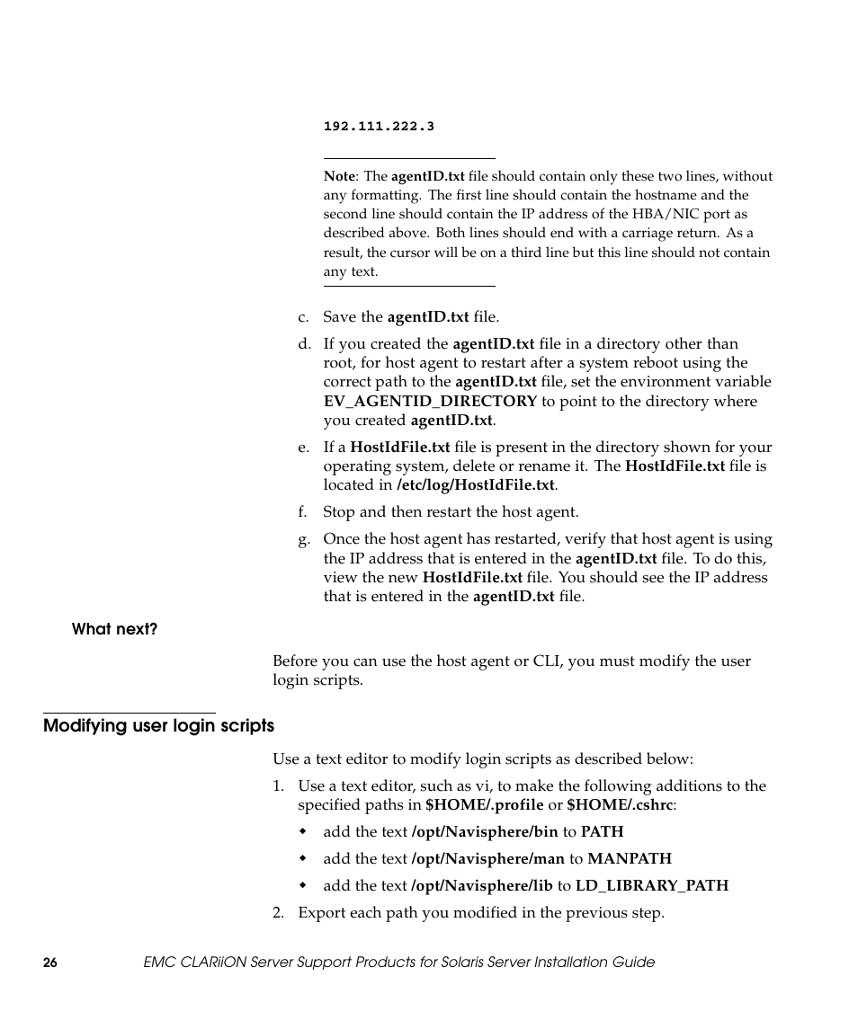 What next, Modifying user login scripts | EMC CLARiiON 300002039 User Manual | Page 26 / 47