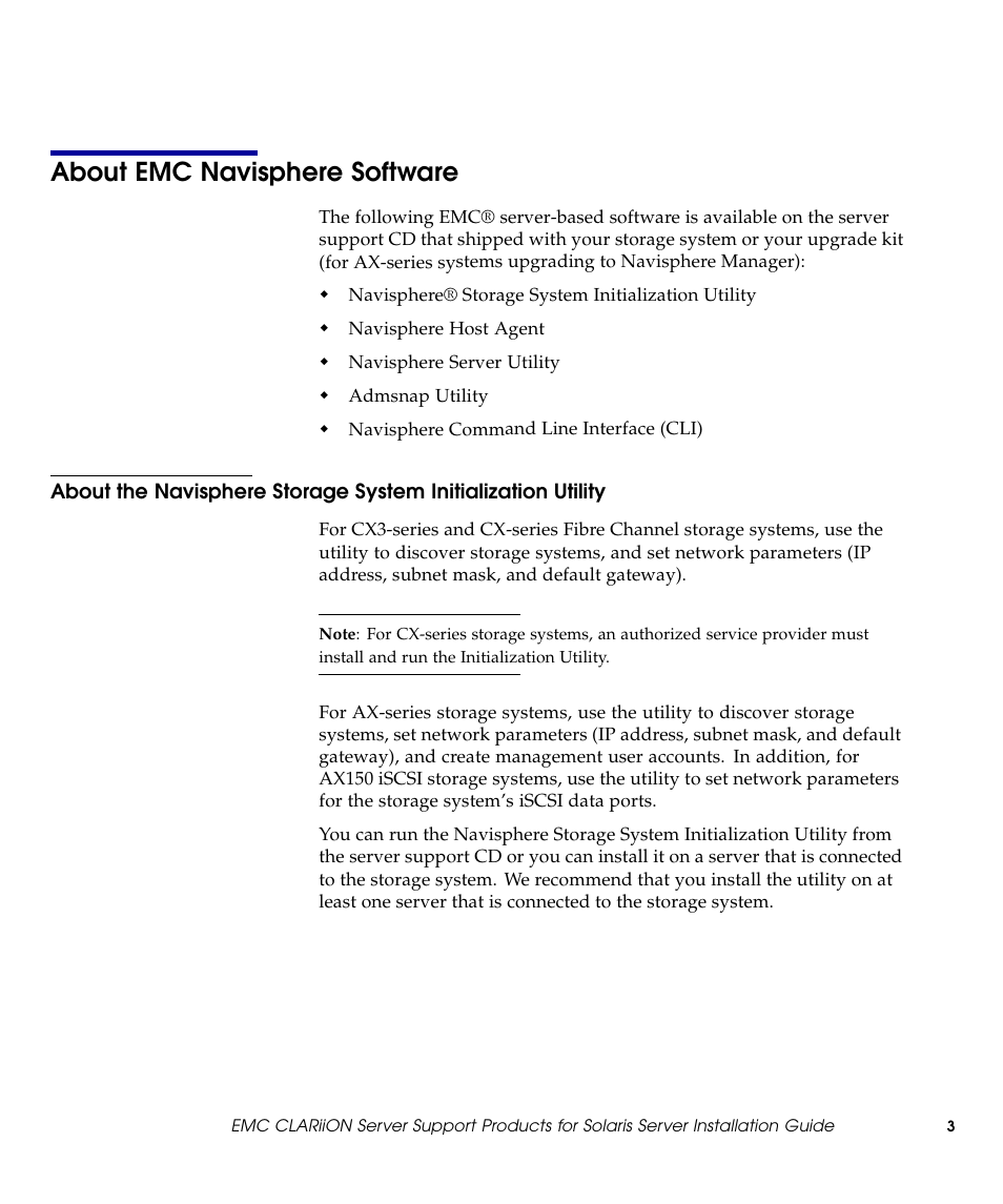 About emc navisphere software | EMC CLARiiON 300002039 User Manual | Page 3 / 47