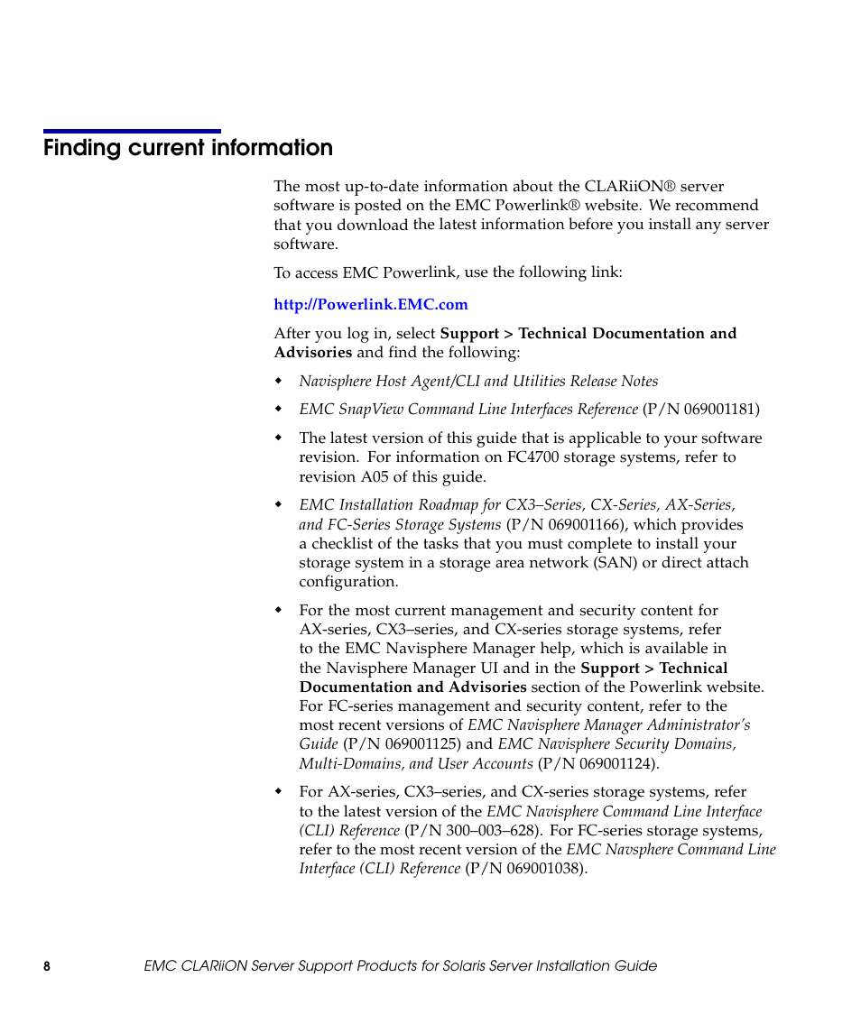 Finding current information | EMC CLARiiON 300002039 User Manual | Page 8 / 47