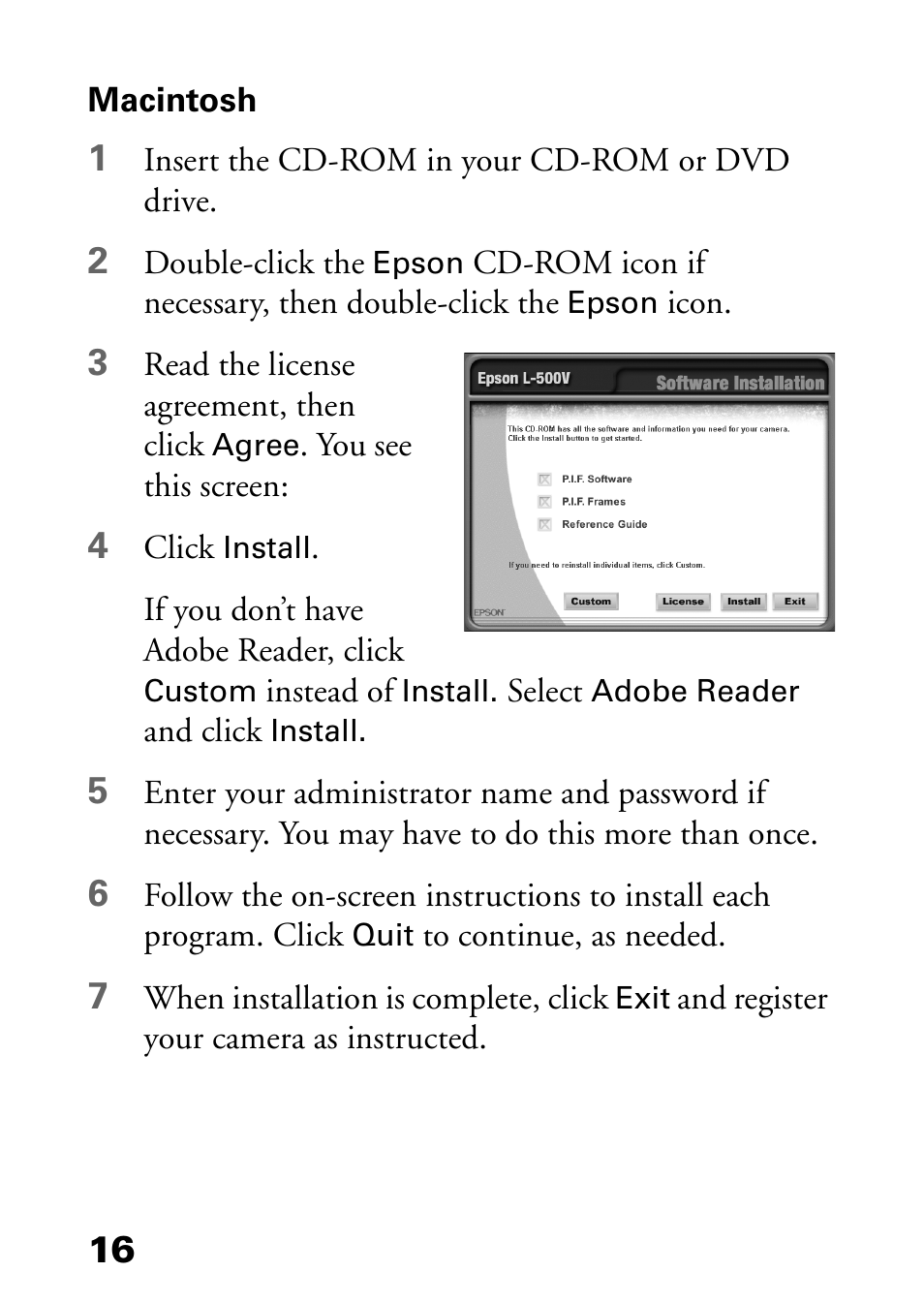 Macintosh | Epson L-500V User Manual | Page 16 / 66