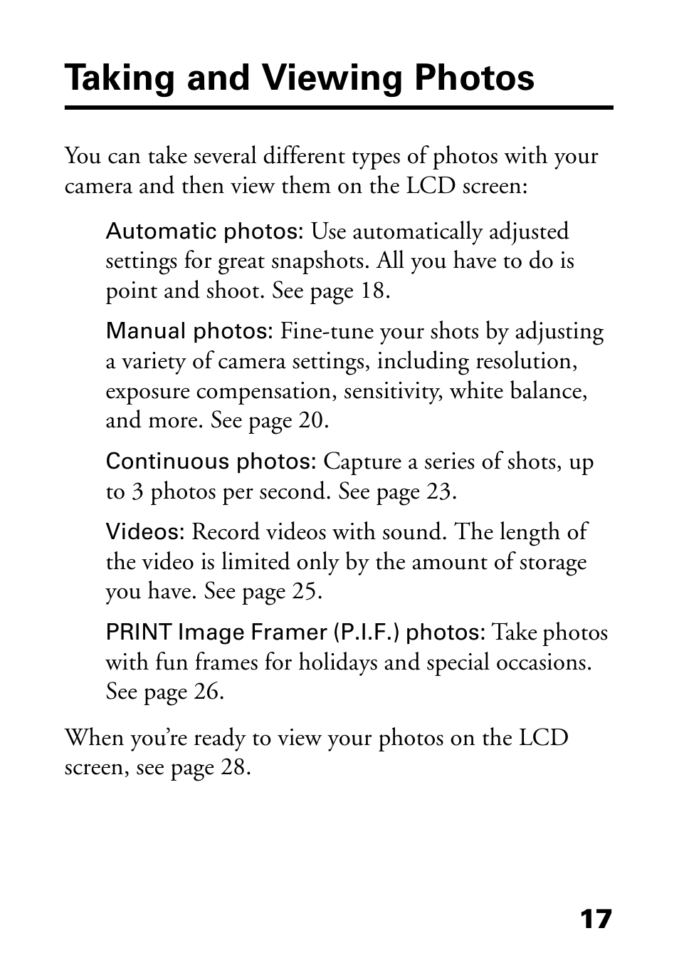 Taking and viewing photos | Epson L-500V User Manual | Page 17 / 66