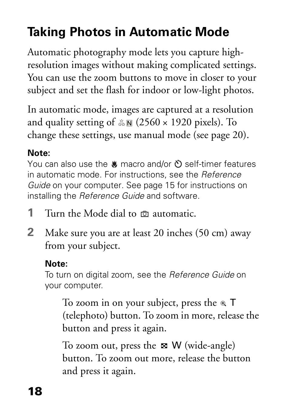 Taking photos in automatic mode | Epson L-500V User Manual | Page 18 / 66