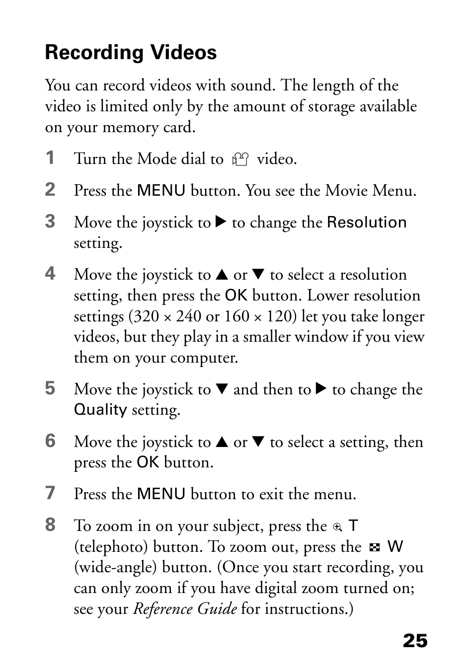 Recording videos | Epson L-500V User Manual | Page 25 / 66