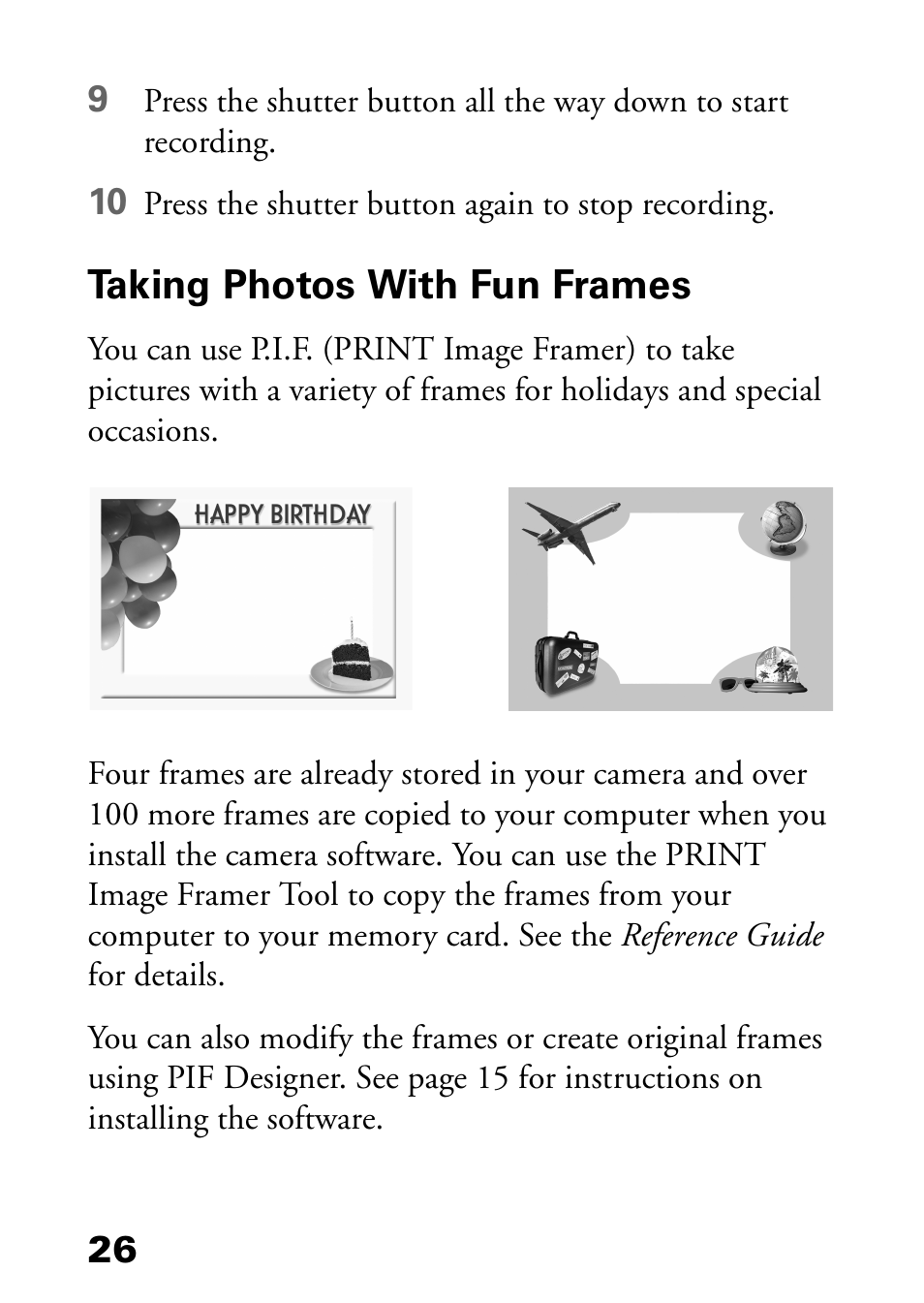 Taking photos with fun frames | Epson L-500V User Manual | Page 26 / 66