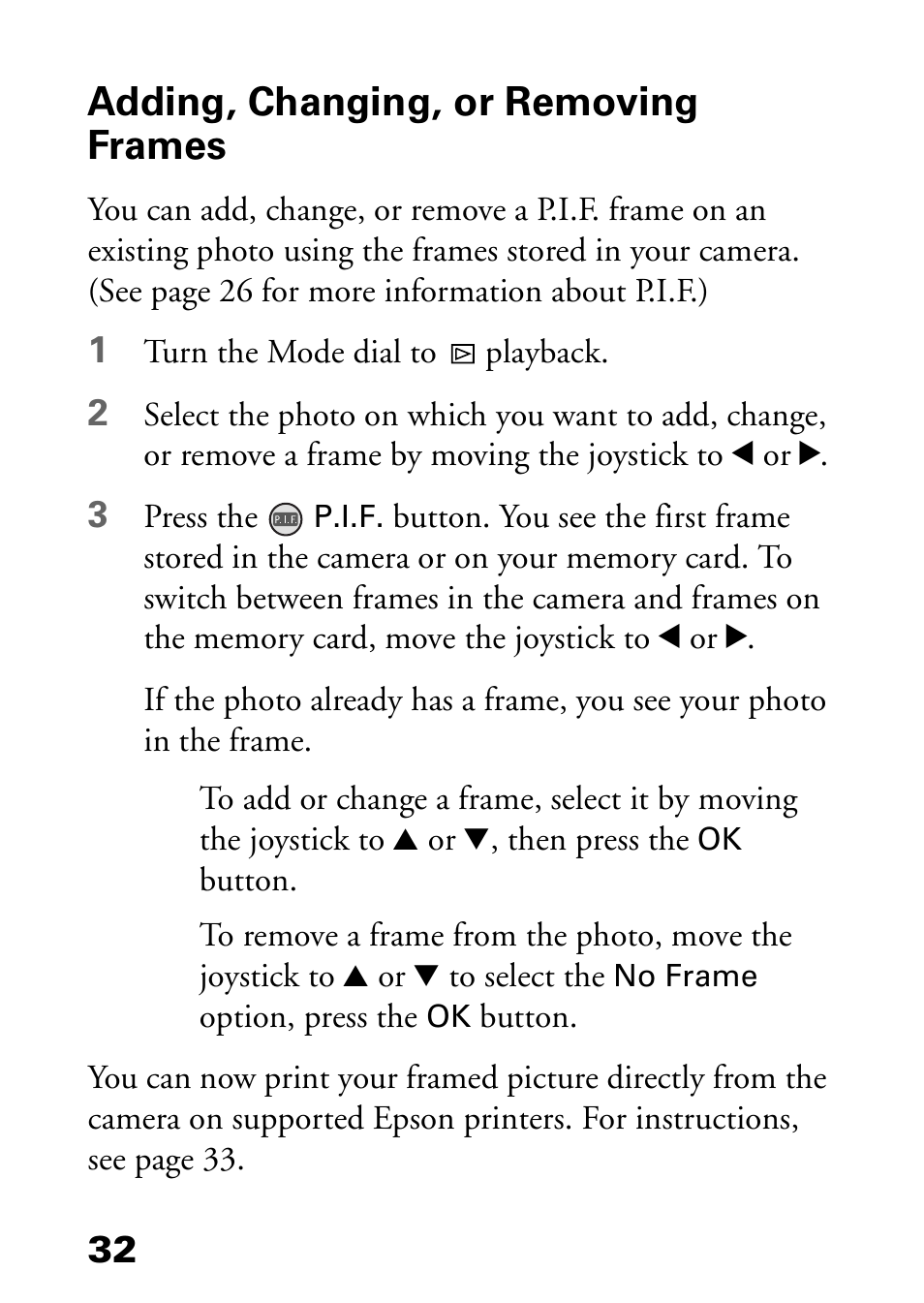 Adding, changing, or removing frames | Epson L-500V User Manual | Page 32 / 66