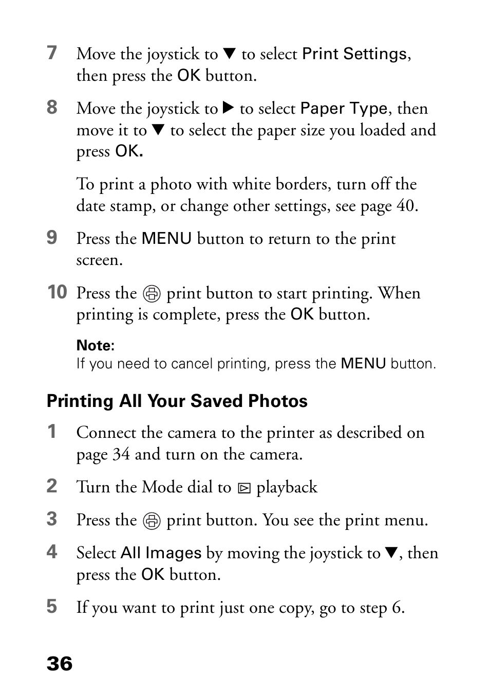 Printing all your saved photos | Epson L-500V User Manual | Page 36 / 66