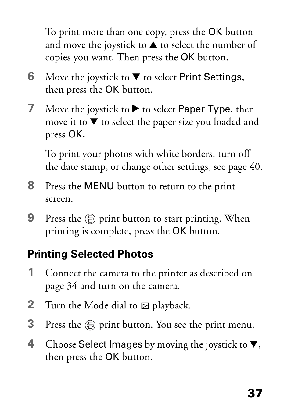 Printing selected photos | Epson L-500V User Manual | Page 37 / 66