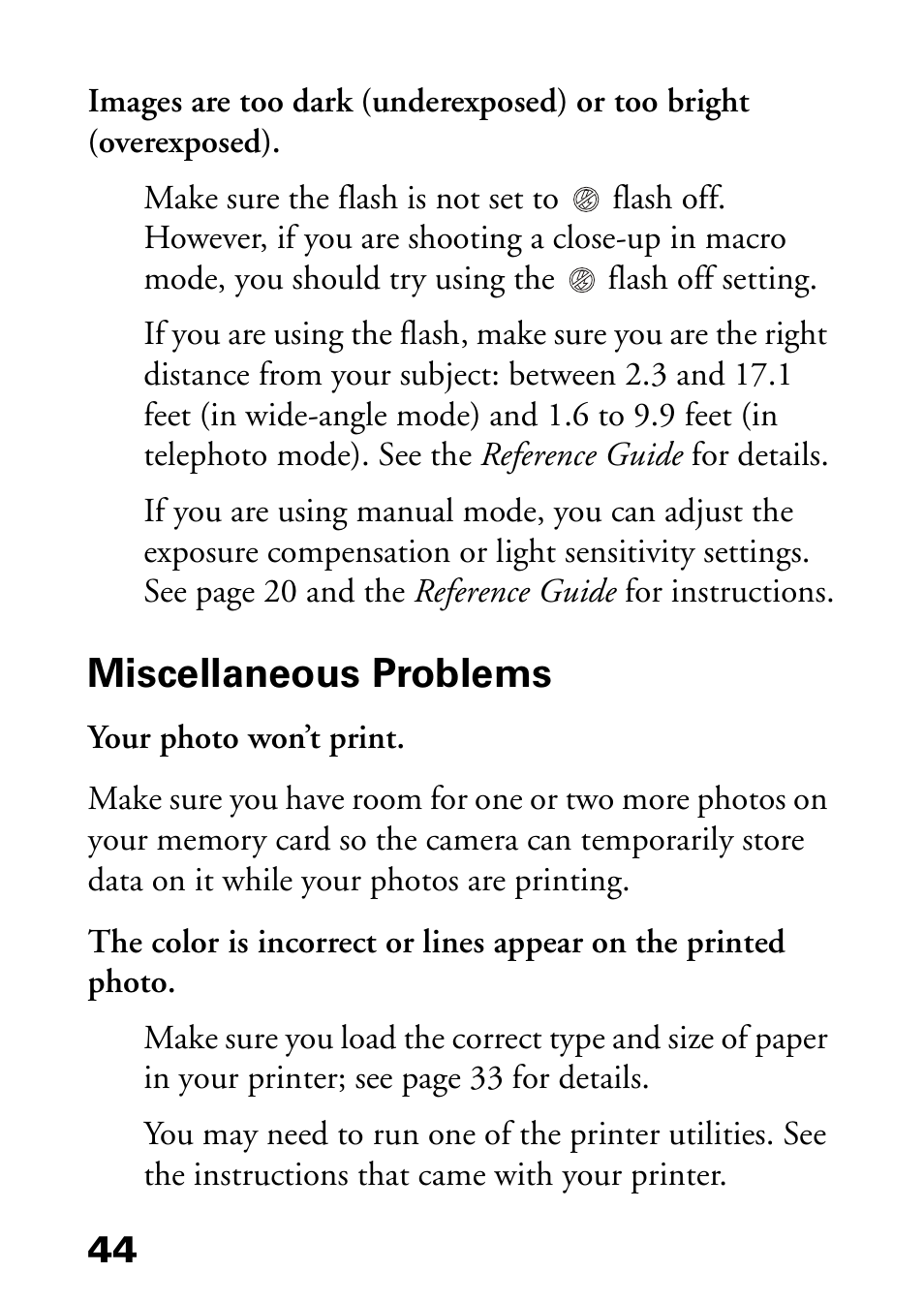 Miscellaneous problems | Epson L-500V User Manual | Page 44 / 66