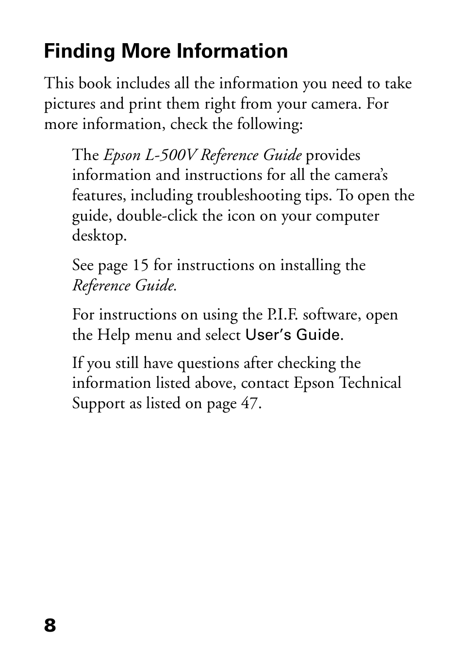 Finding more information | Epson L-500V User Manual | Page 8 / 66