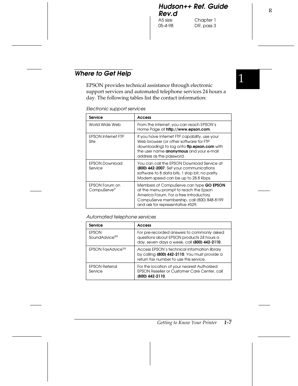 Where to get help, Hudson++ ref. guide rev.d | Epson 300 User Manual | Page 15 / 91