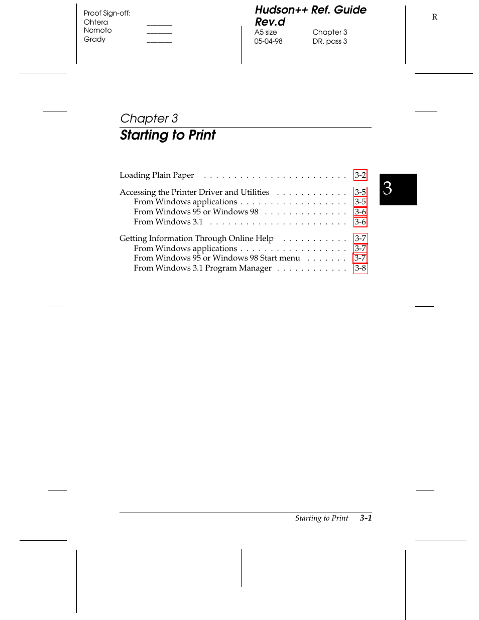 Chap 3-starting to print, Starting to print, Chapter 3 | Hudson++ ref. guide rev.d | Epson 300 User Manual | Page 31 / 91