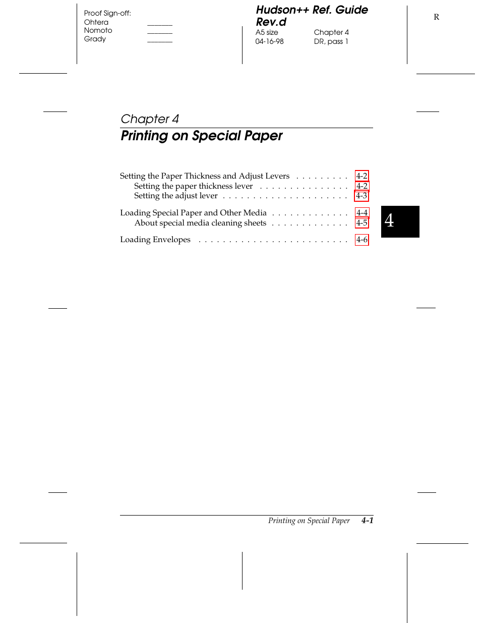 Chap 4-printing on special paper, Printing on special paper, Chapter 4 | Hudson++ ref. guide rev.d | Epson 300 User Manual | Page 39 / 91