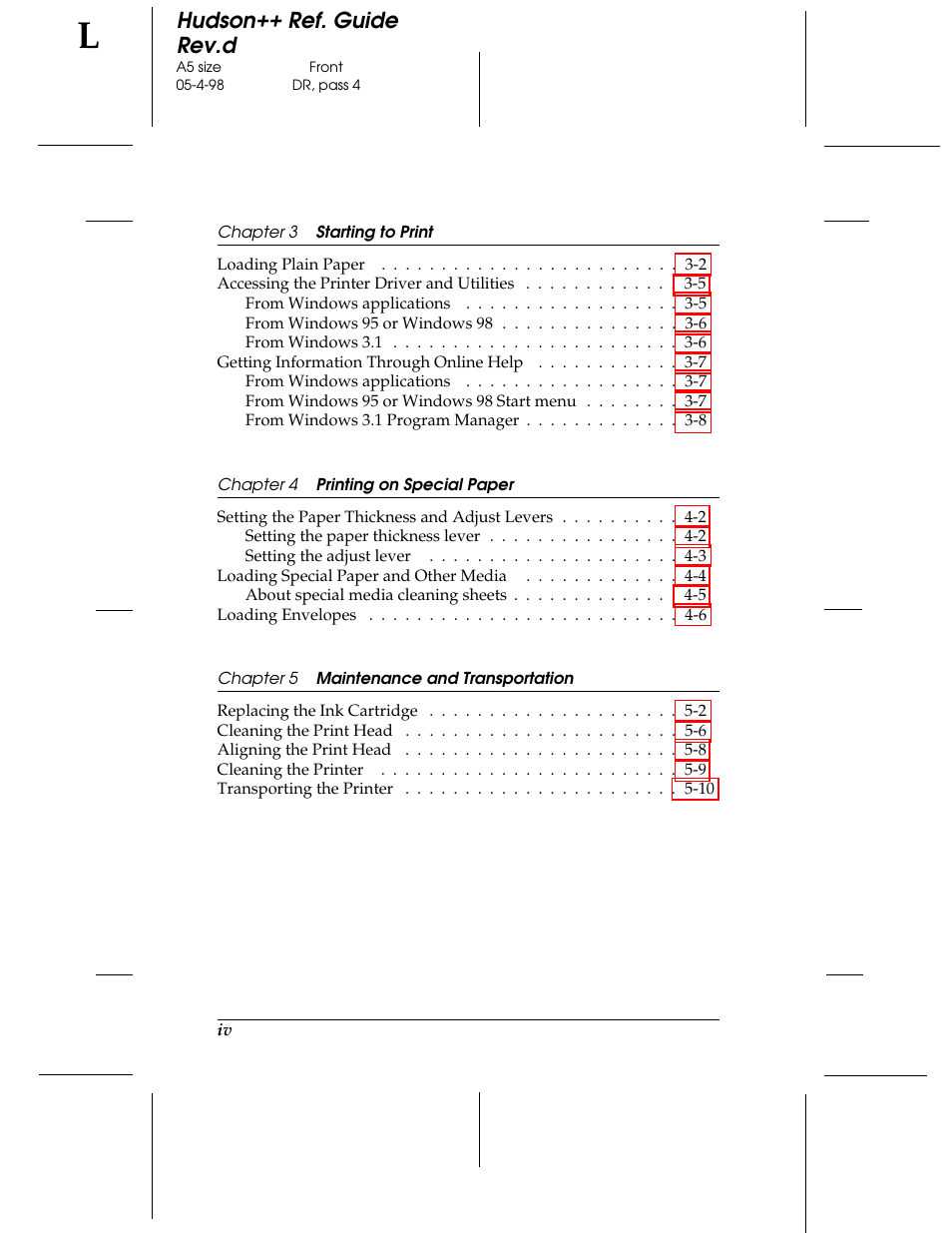 Hudson++ ref. guide rev.d | Epson 300 User Manual | Page 4 / 91