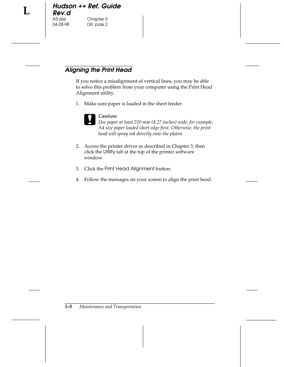 Aligning the print head | Epson 300 User Manual | Page 52 / 91